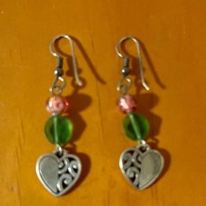 Brighton Earrings- Pink/Green Accents